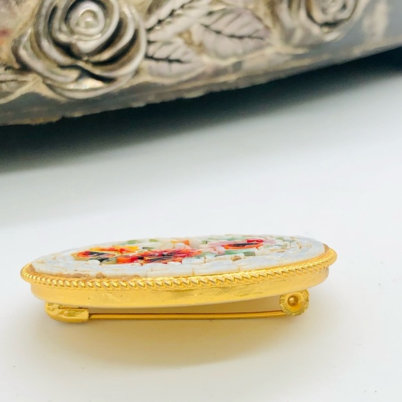 Vintage MicroMosaic Floral Brooch - Picture 7 of 11